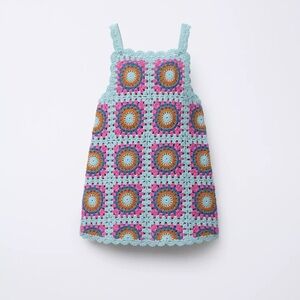 Zara Crochet Multicolor Knit Dress